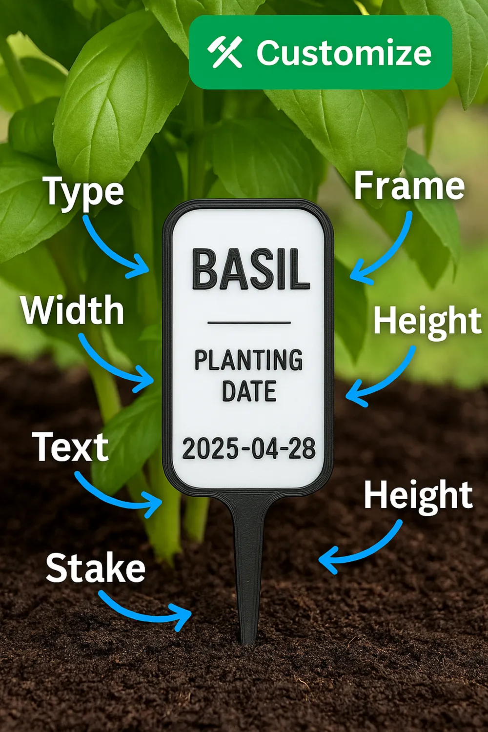 Plant Label Customizable - MakerWorld 3D Model | 3Drop