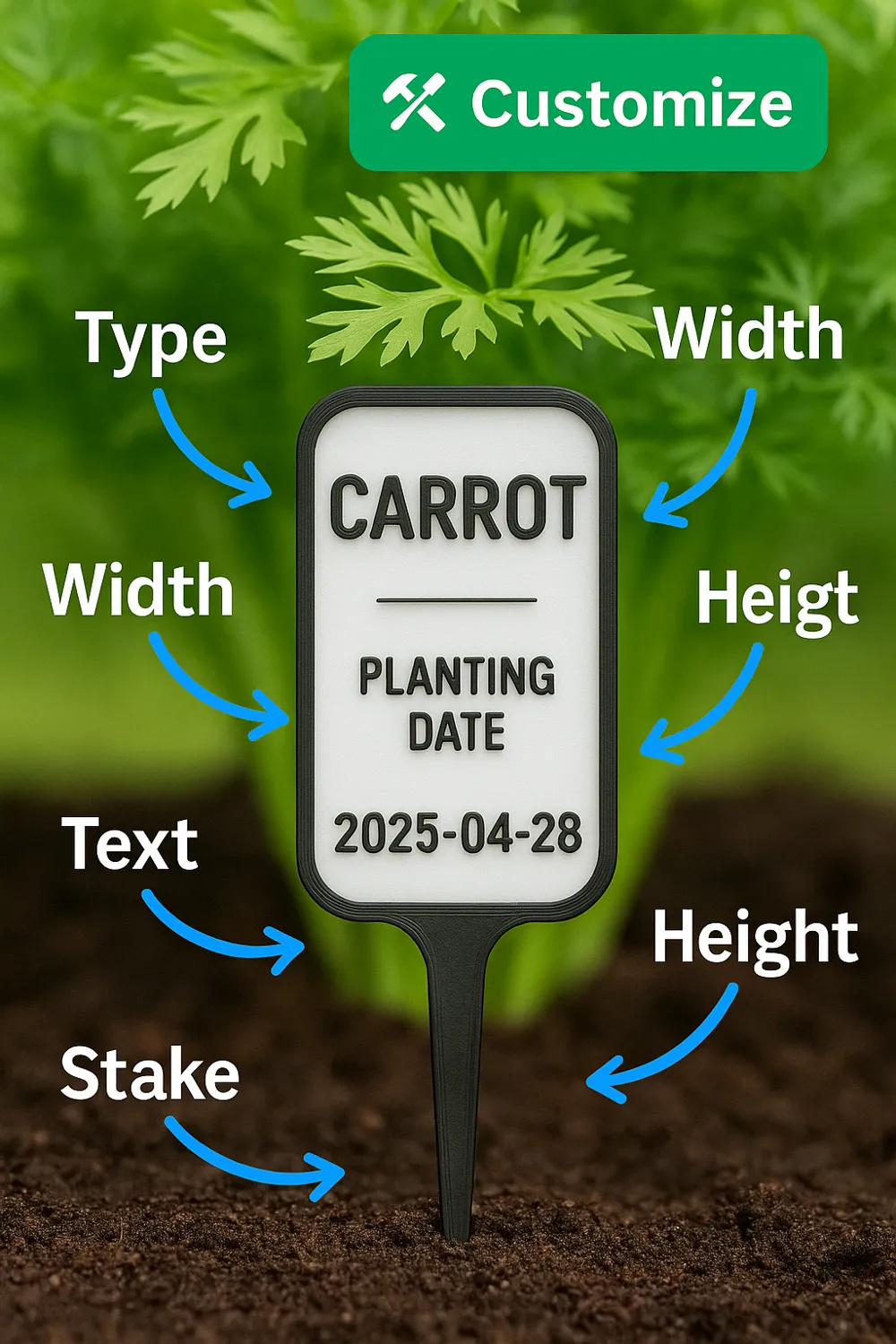 Plant Label Customizable - MakerWorld 3D Model | 3Drop