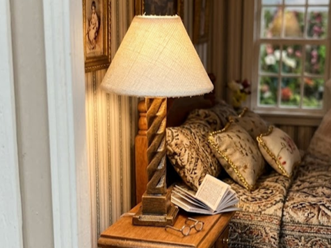 Miniature Carved Wooden Lamp