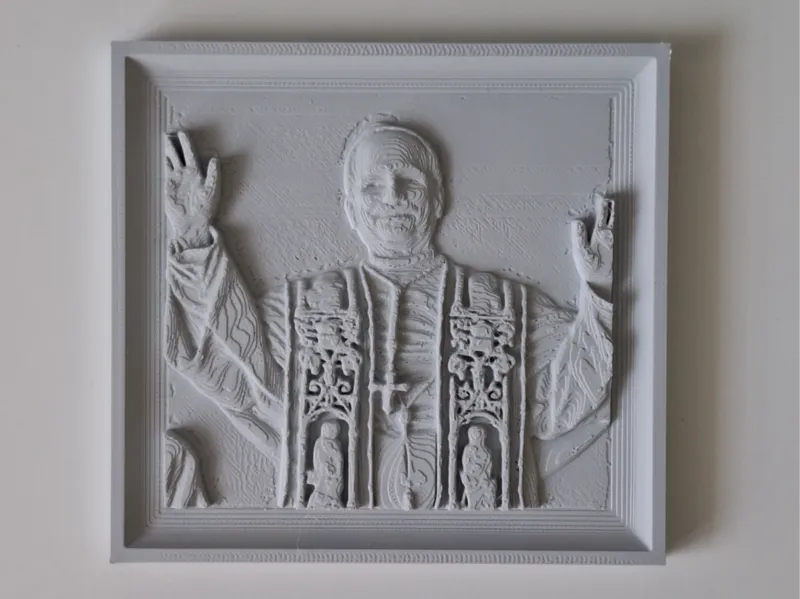 Pope Leo XIV relief sculpture