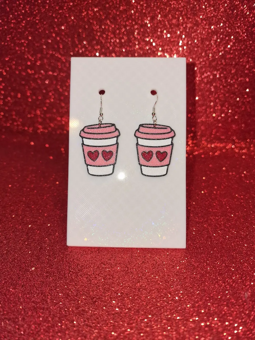 Coffee love cup earrings view 2