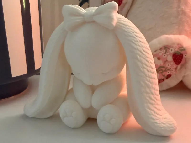 Sleeping Bunny with Bow Cute Baby Rabbit Figurine