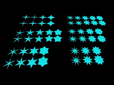 Stars set customizable points shapes glow dark