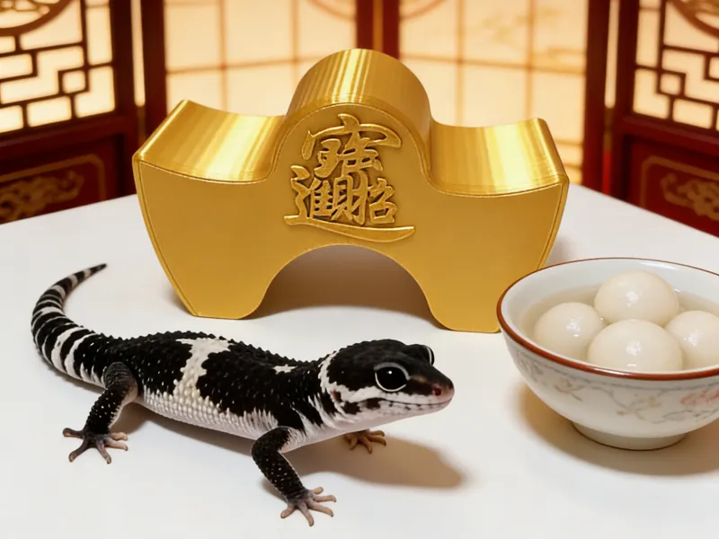 新春元宝爬宠守宫躲避造景