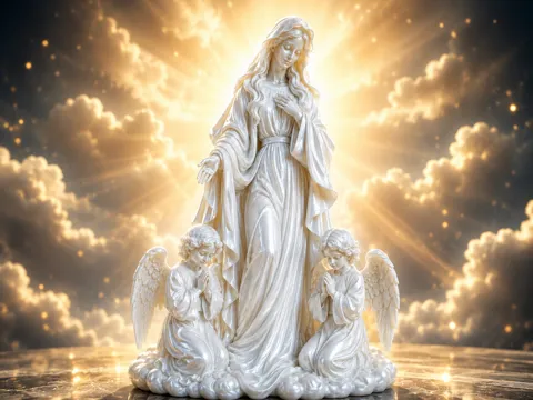 Figura decorativa: Heavenly Mary & Praying Angels Statue — referencia de MakerWorld