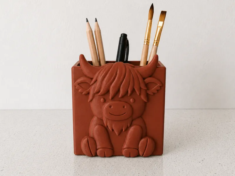 Cute Highland Cow Pencil Cup | Organizer