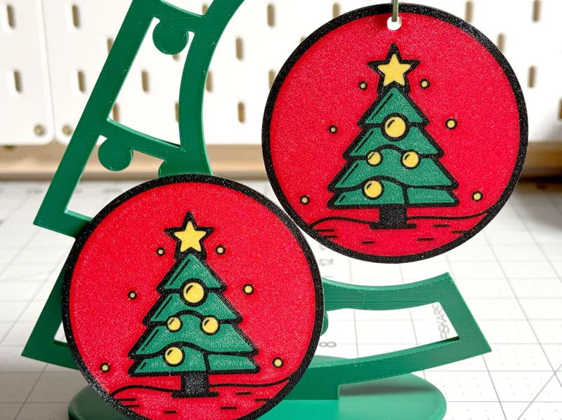 Christmas Ornament / Coaster of a Decorated Tree