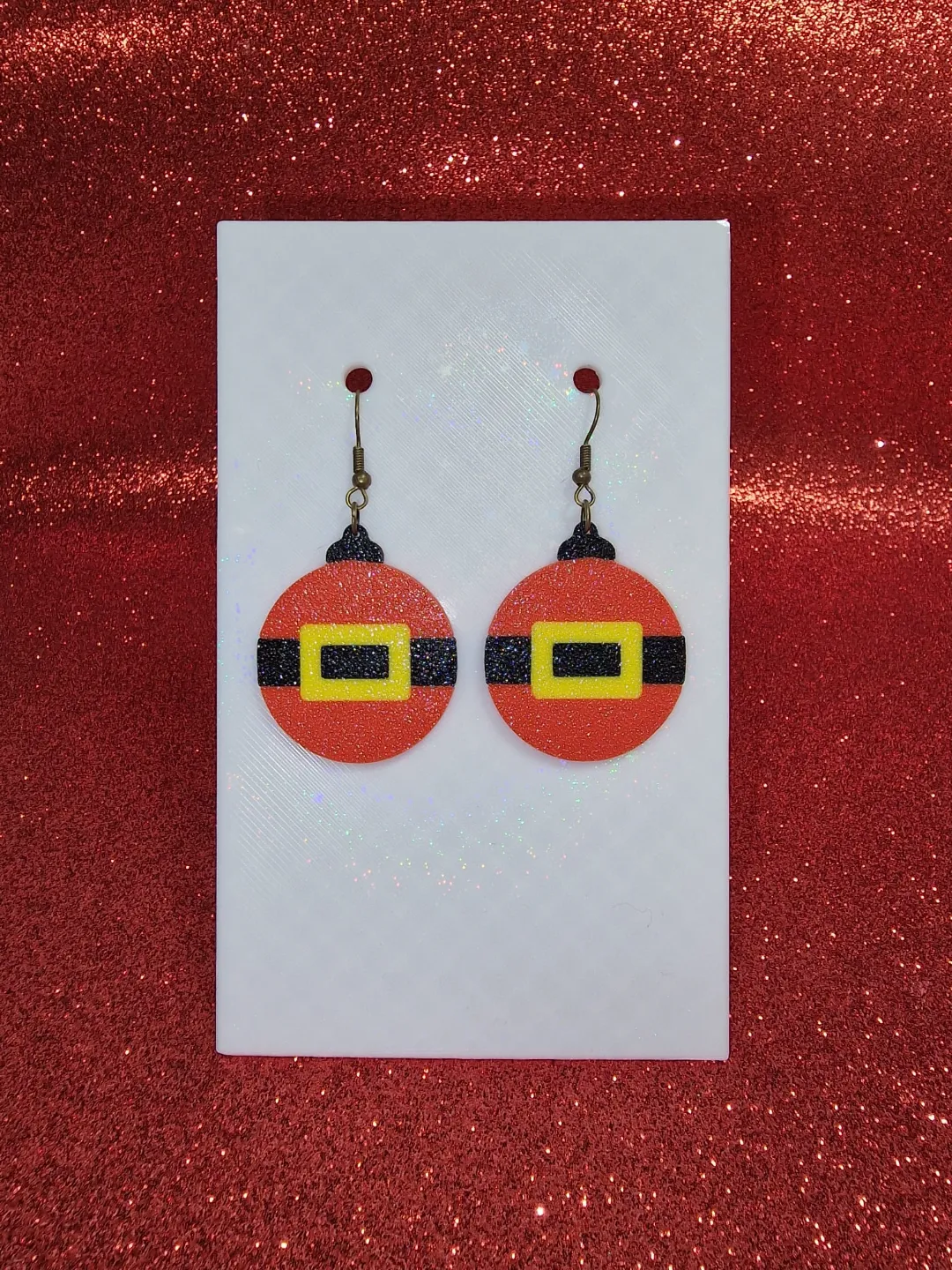 Santa Christmas ball earrings view 2