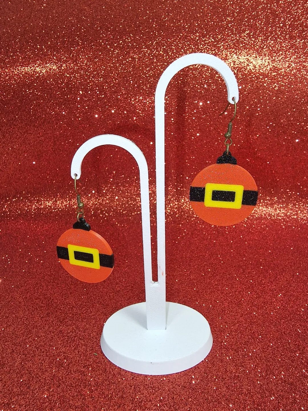 Santa Christmas ball earrings view 3
