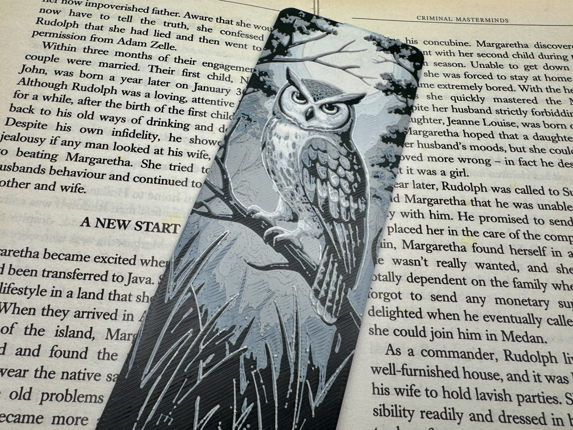 Owl in the Moonlight 3D Filament Painted Bookmark