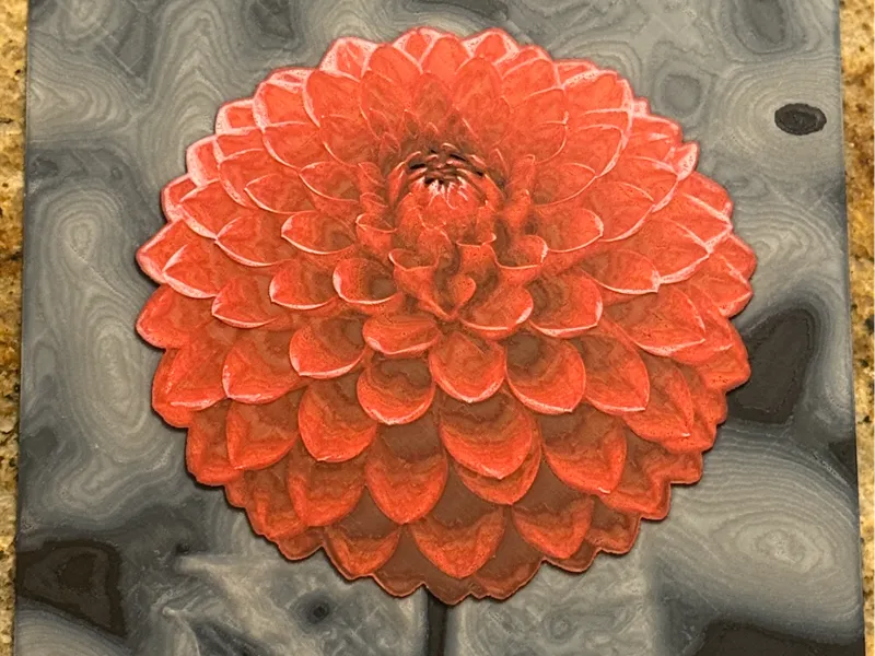 Pompon Dahlia .04mm, high res hueforge 4 color