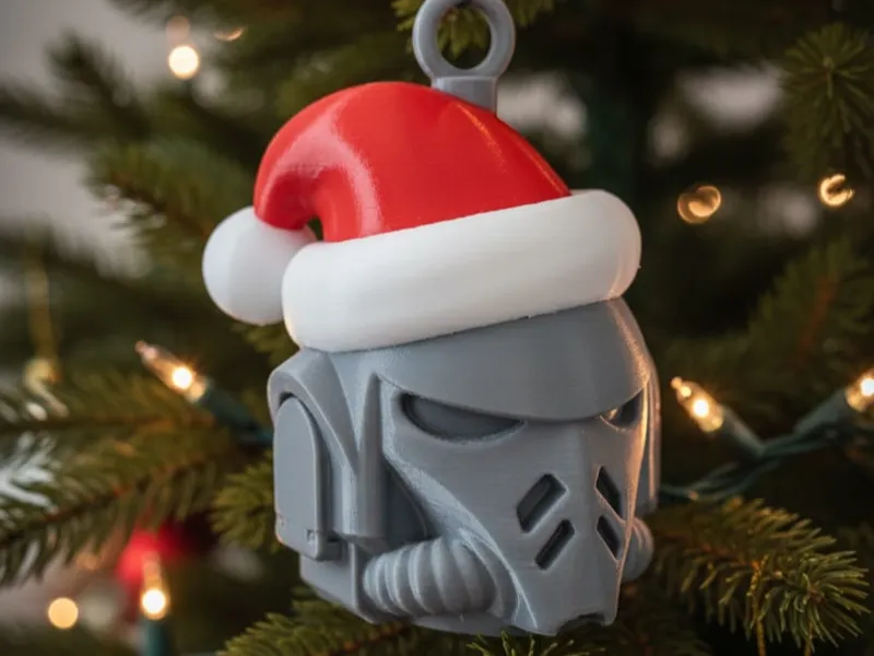 SpaceMarine Santa Helmet Ornament 