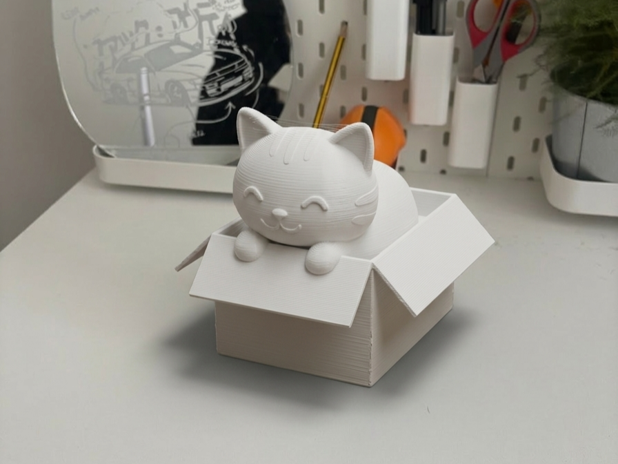Happy Smiling Cat in a Box | Adorable Desk Toy
