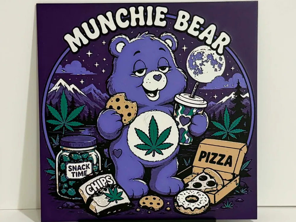 Cuadro decorativo en 3D: Munchie Bear Hueforge. Referencia del modelo original.