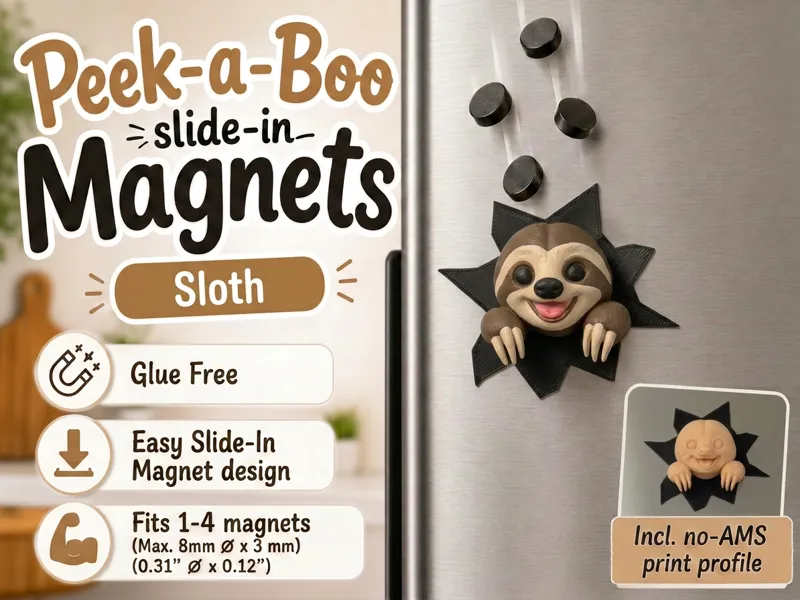 Sloth Peek-a-Boo Slide-In Magnet