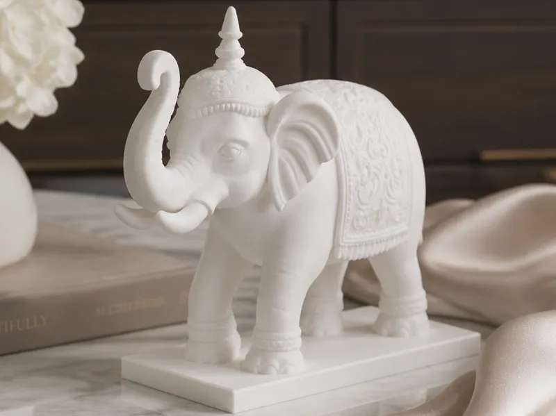 Royal Elephant Sculpture with Boho Ornate Details