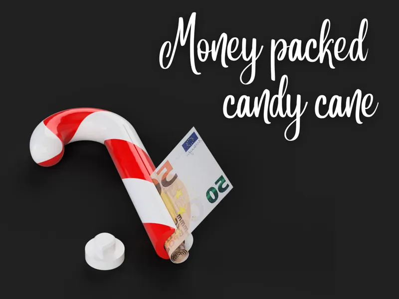 Candy cane with money slot
