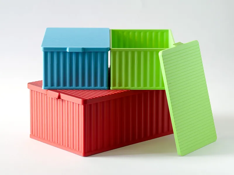 Compact Cargo Box w/ Lid, Shipping Container Style
