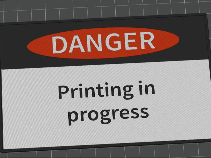 danger sign printing in progress