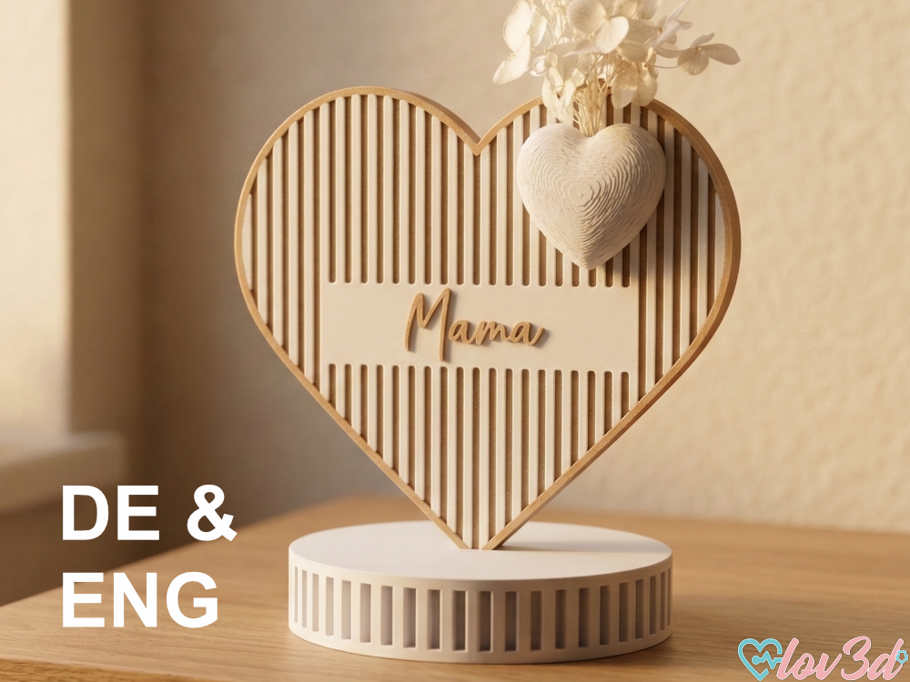 Boho Slat Heart Flower Stand - Mama / Mom / Mum