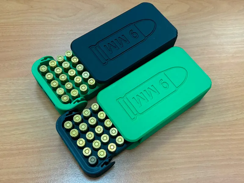 Secure 9mm Ammo Box 50 Round Capacity Sliding Lid