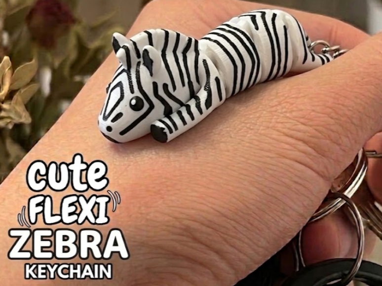 Flexi Cute Zebra Keychain -  Cute Safari Friend!  