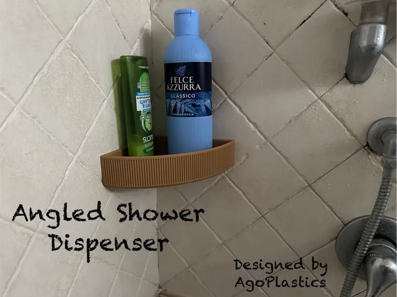 wall-angled shower shelf dispenser