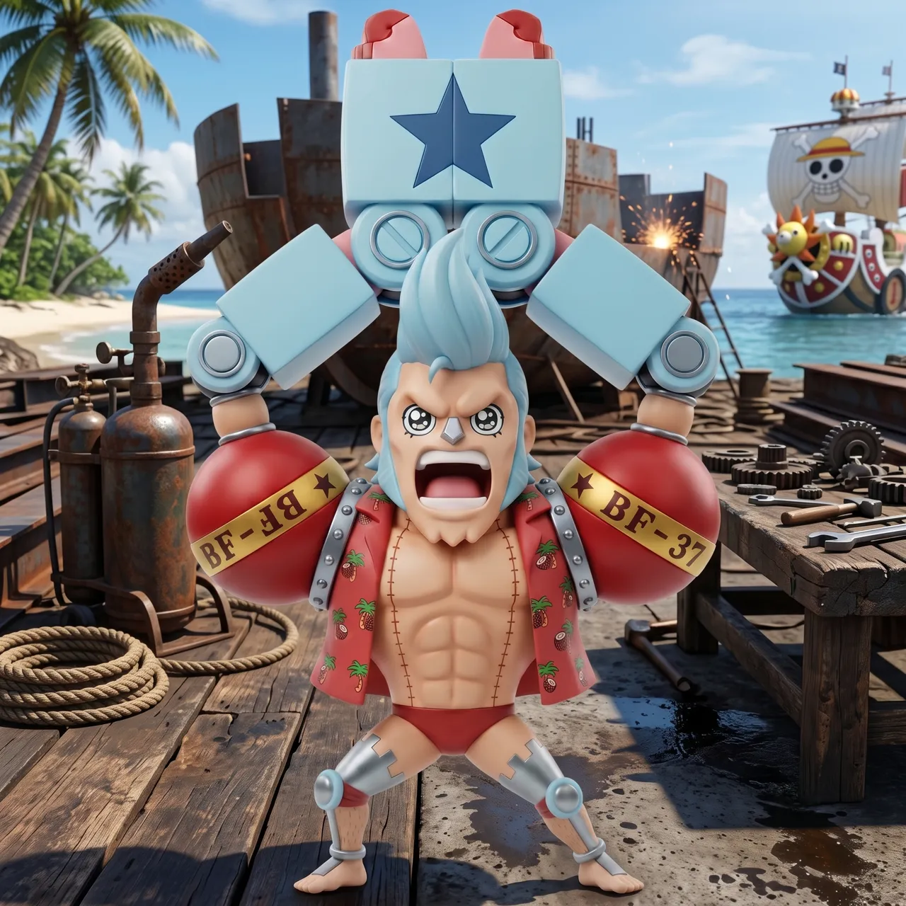 Franky Cyborg Super Pose Chibi Figure view 3