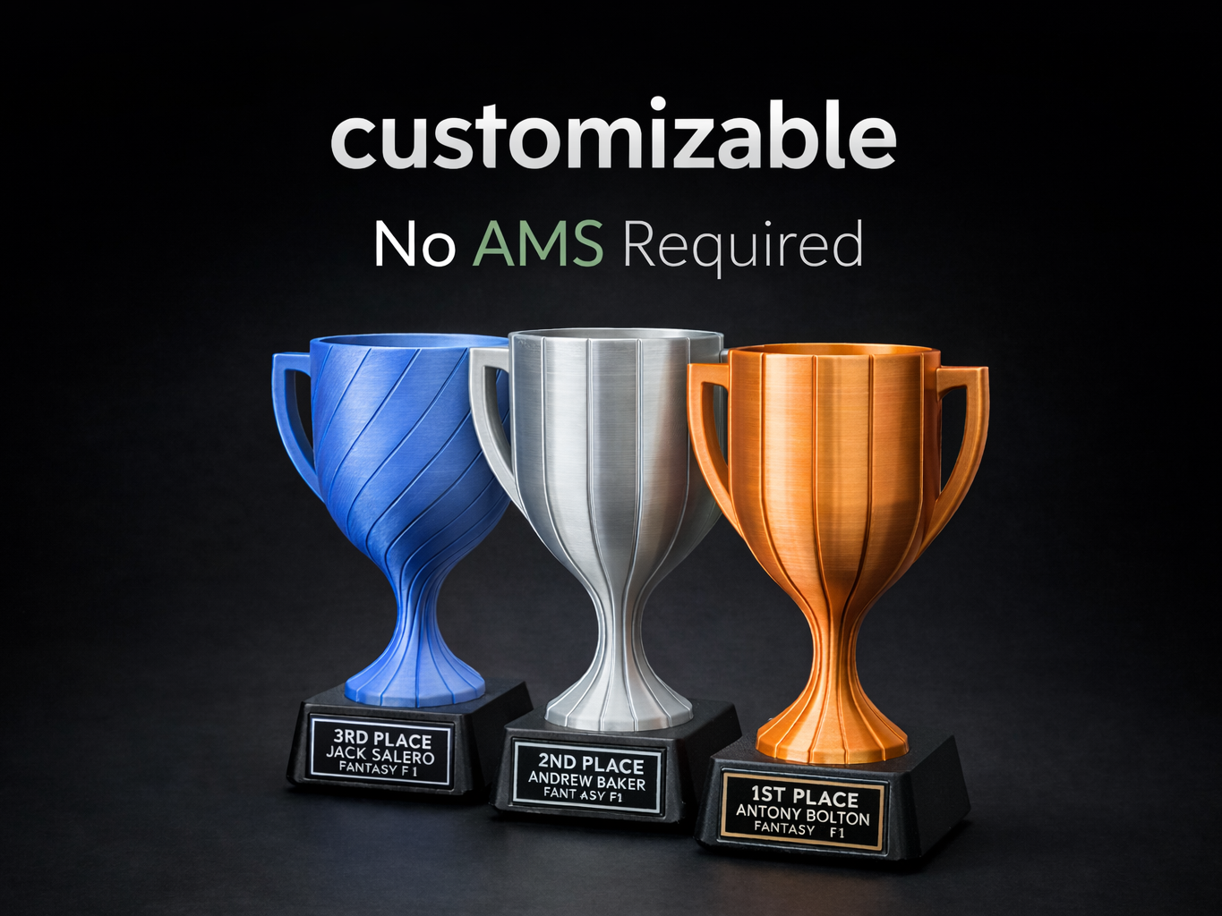 Customizable trophy base with name plate