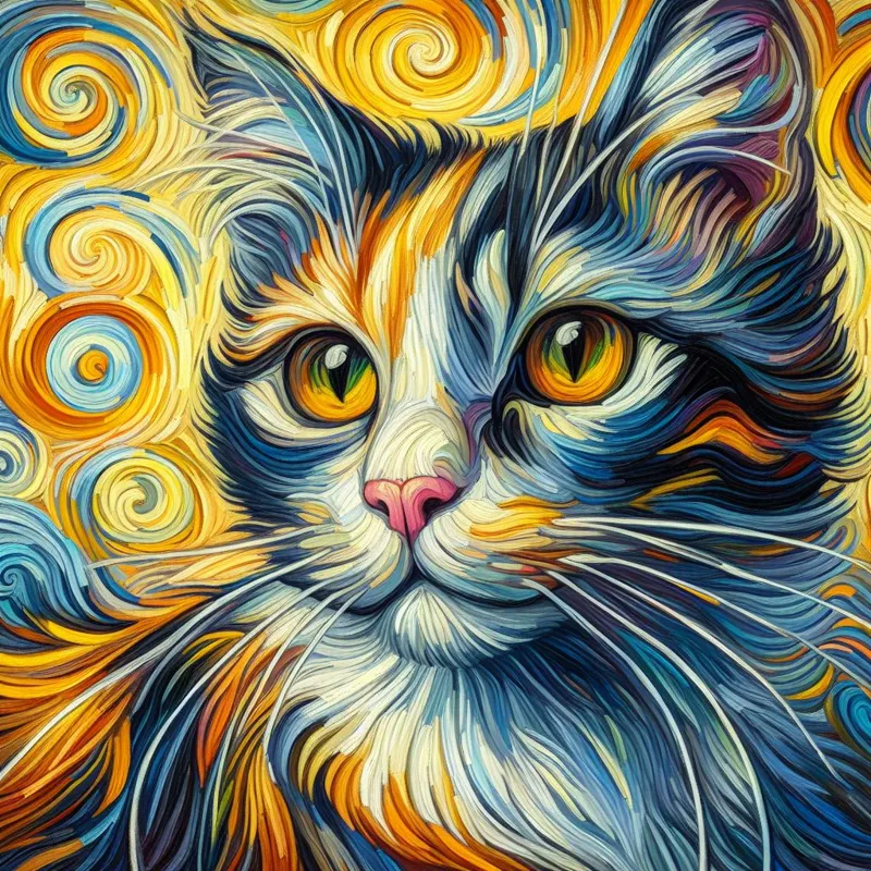 Cat portait Van Gogh style Hueforge