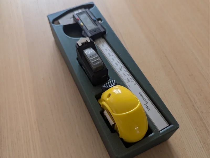 Gridfinity Caliper and Measuring Tape Holder