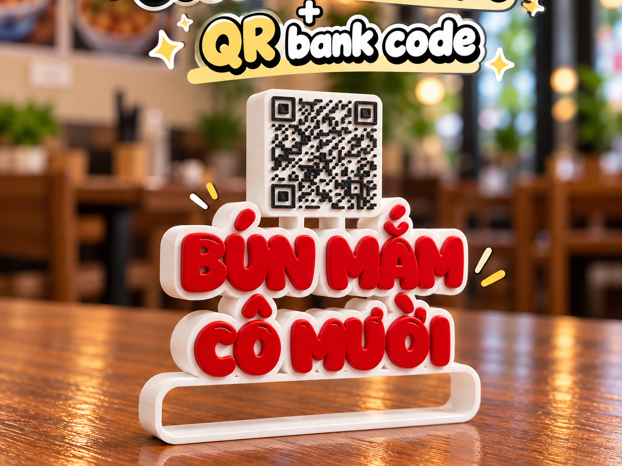 Custom Text + QR Bank Payment Desk Sign 3D model