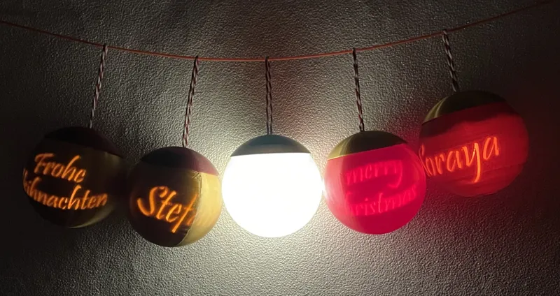Personalized glowing Christmas ball with LED and remote control (PiP)
