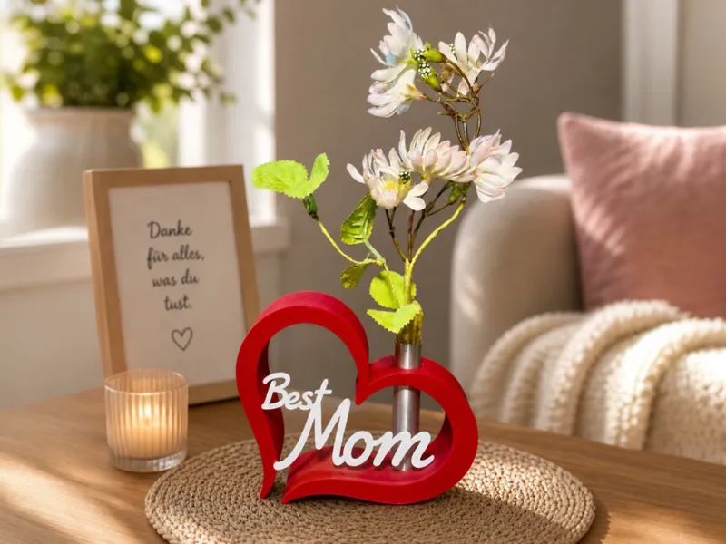 Heart Vase – Best Mom Gift with Flower Tube Holder