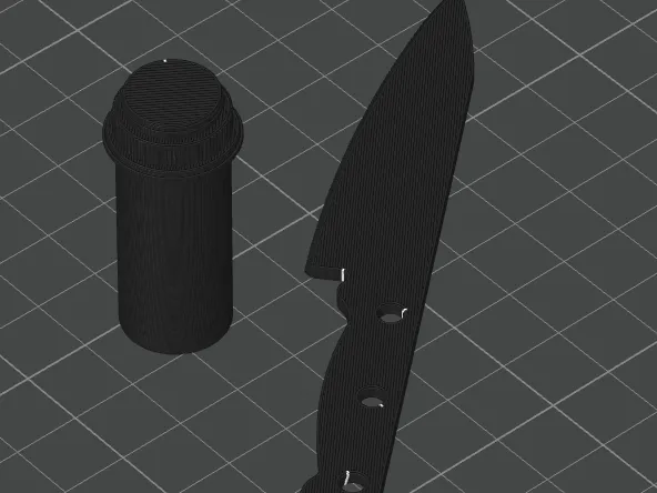 knife and pill bottle 