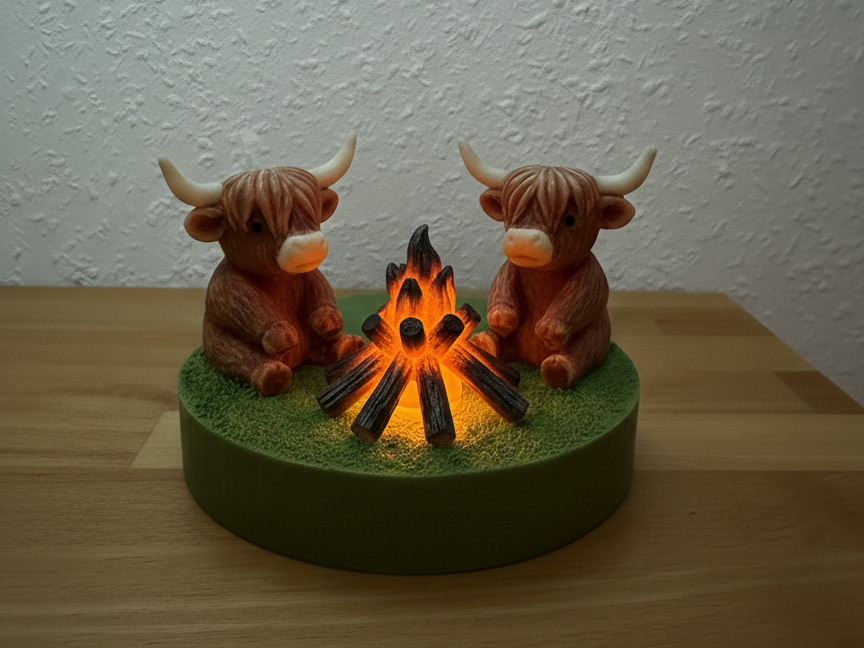 Highland Cows Campfire – LED Mood Light