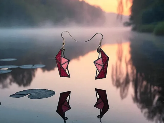 Origami boat earrings