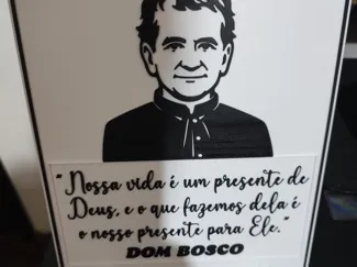 Quadro com frase e imagem de São João Bosco