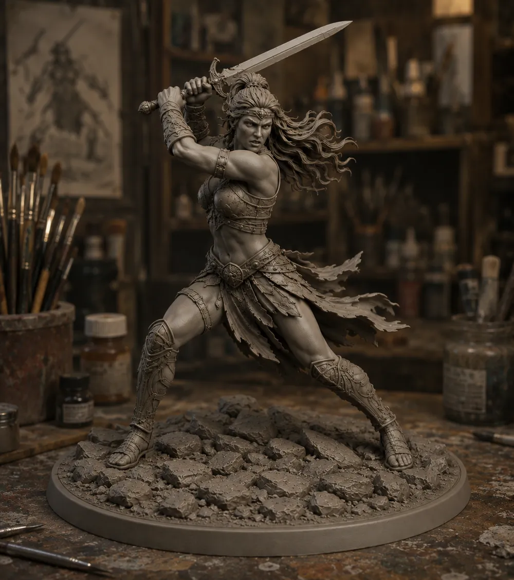 Fantasy Amazon Warrior - Free 3D Print Model - MakerWorld