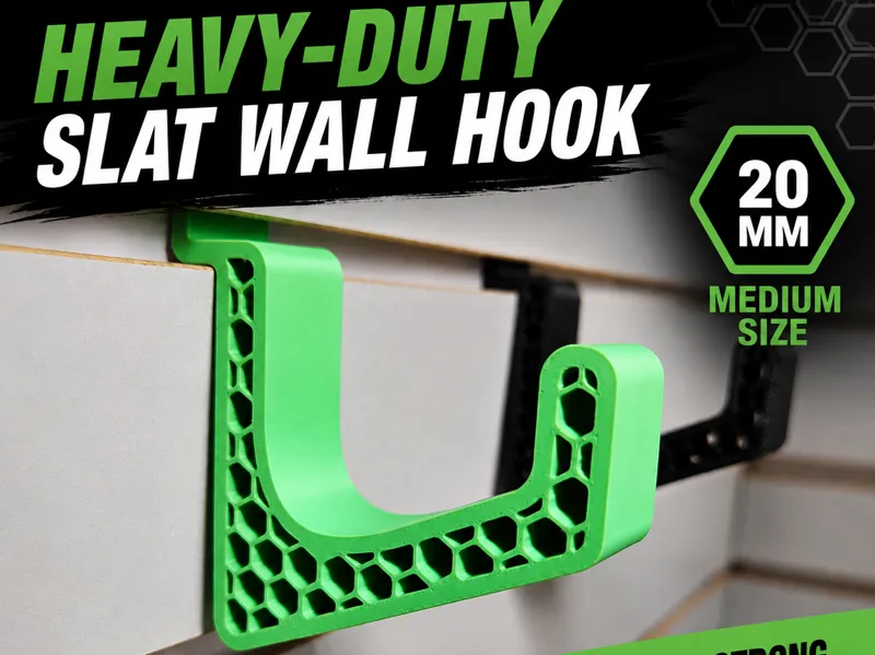 Hexagon Slat Wall Hook Hanger Heavy Duty 20mm wide