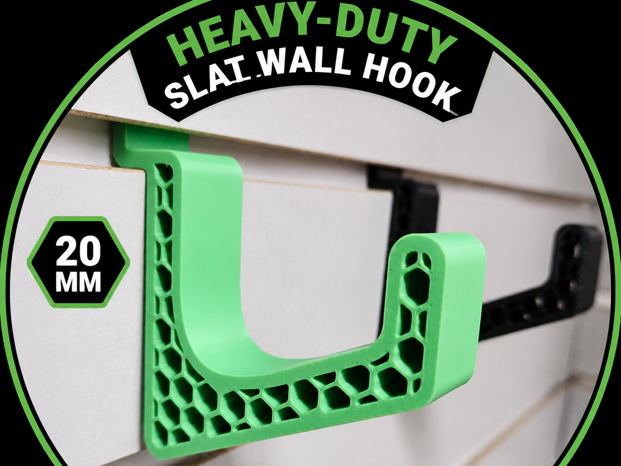 Hexagon Slat Wall Hook Hanger Heavy Duty 20mm wide