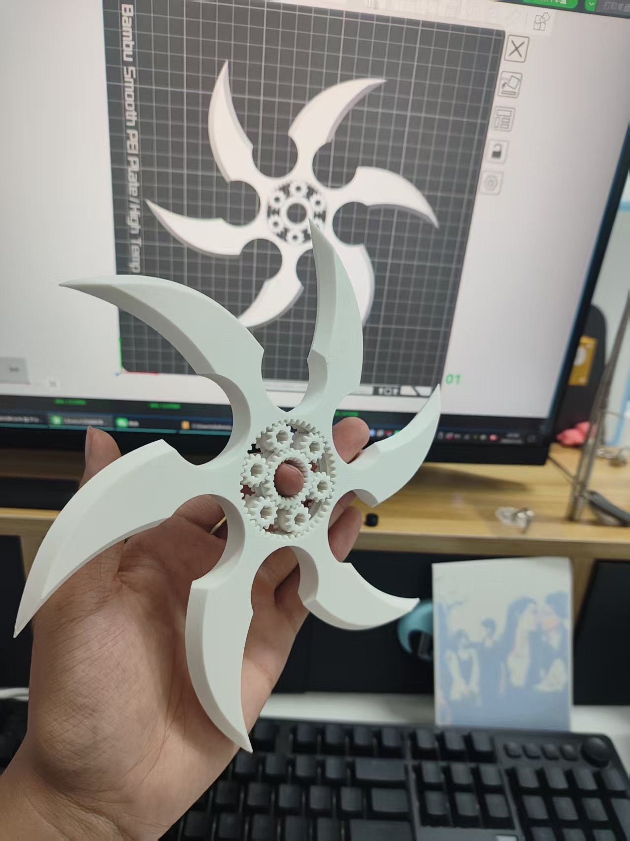 Miniatura 2 do modelo 3D 赛博六弯刃齿轮旋转飞镖（可拆快递包装）