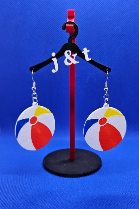 Beach ball earrings view 2