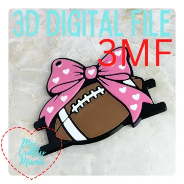 Accesorio para sujetar ligas de cabello: Football bow hair tie keychain — vista de referencia 4