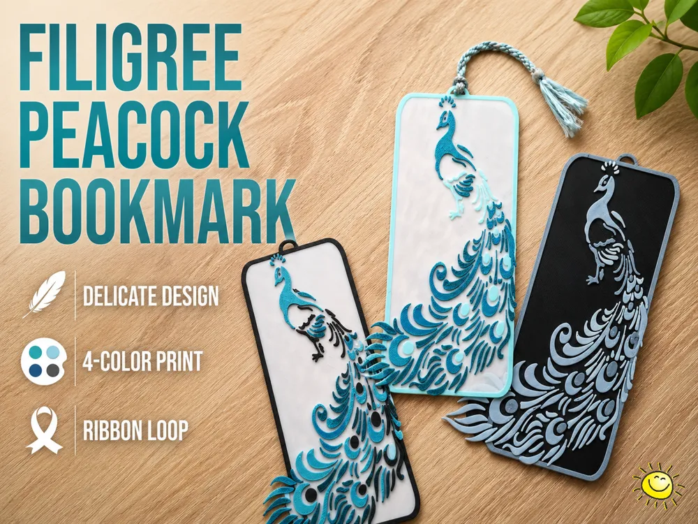 Accesorio de lectura: Filigree Peacock Bookmark /Zartes Pfau-Lesezeichen. Referencia del modelo original.