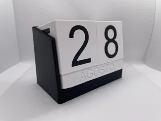 Desk Calendar with Rotating Cubes and Month Blocks