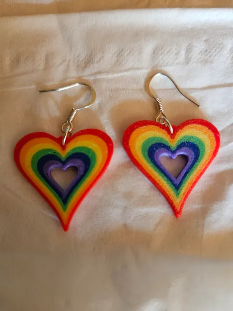 Pride Rainbow Heart Earrings view 2