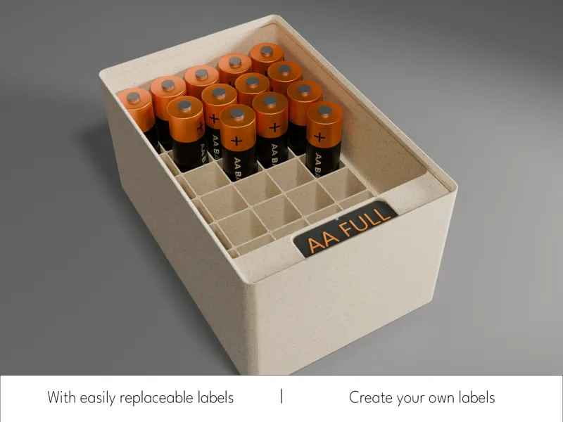 Gridfinity AA Battery Storage 2x3x9 with Label