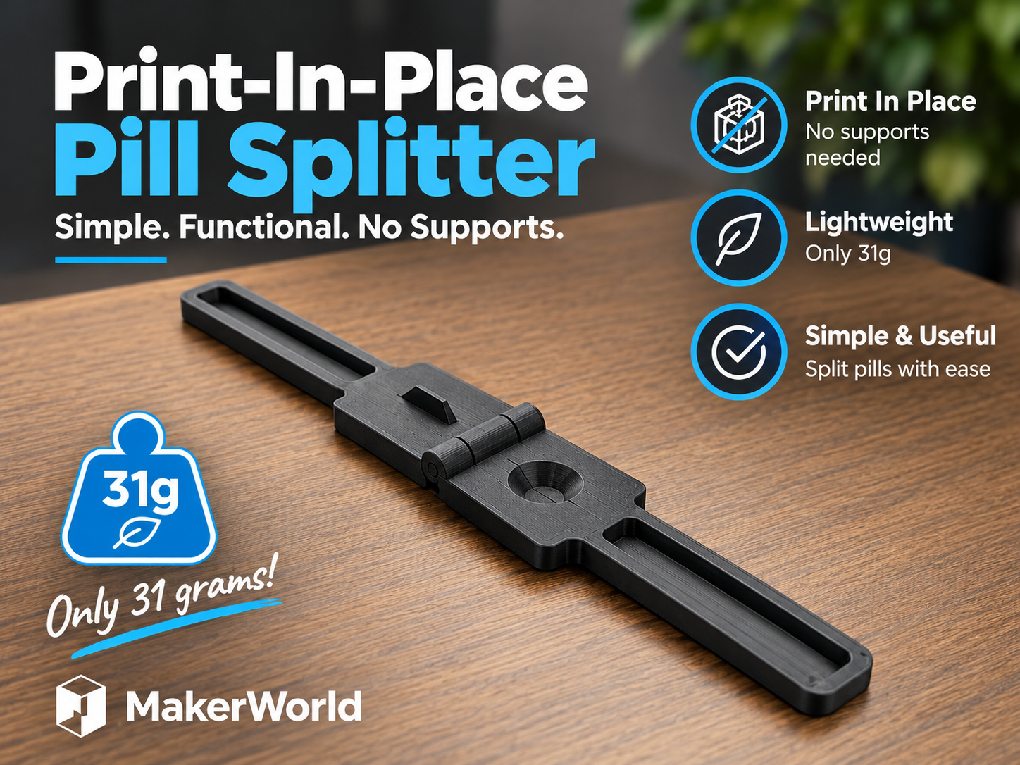 Print-in-Place Pill Cutter – Lightweight - 1