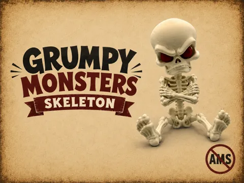 Adorno temático: Grumpy Skeleton — referencia de MakerWorld